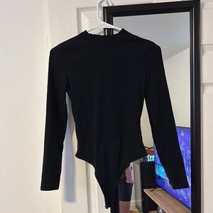 Black Long Sleeve Bodysuit backless